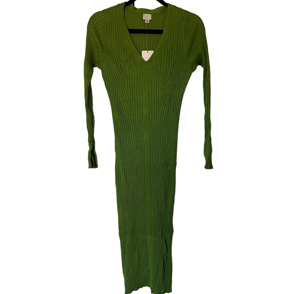 A New Day Women's Green Ribbed Long Sleeve Sweater Dress - Size Medium - NWT
